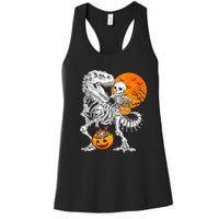 Skeleton Dinosaur T Rex Boys Halloween Mummy Funny Pumpkin Women's Racerback Tank