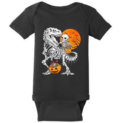 Skeleton Dinosaur T Rex Boys Halloween Mummy Funny Pumpkin Baby Bodysuit