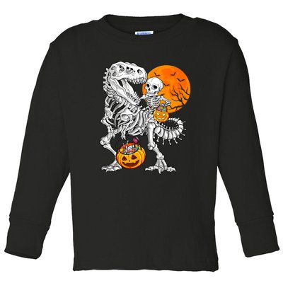 Skeleton Dinosaur T Rex Boys Halloween Mummy Funny Pumpkin Toddler Long Sleeve Shirt