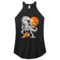 Skeleton Dinosaur T Rex Boys Halloween Mummy Funny Pumpkin Women's Perfect Tri Rocker Tank