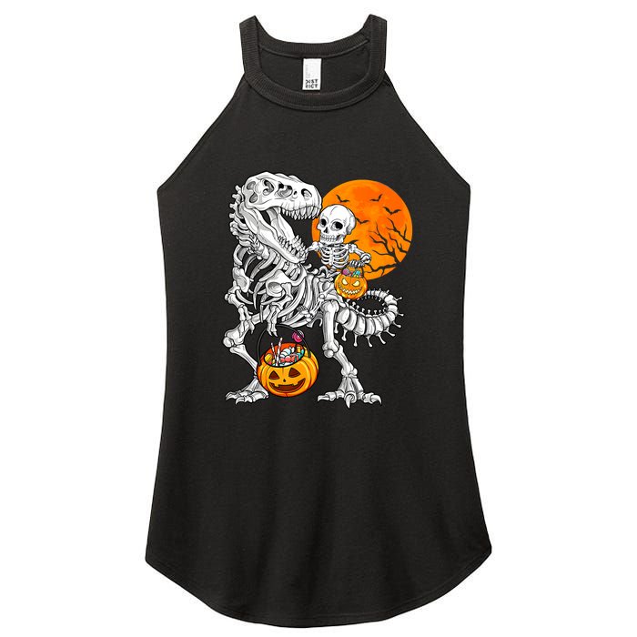 Skeleton Dinosaur T Rex Boys Halloween Mummy Funny Pumpkin Women's Perfect Tri Rocker Tank