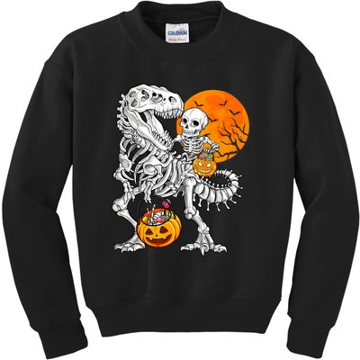 Skeleton Dinosaur T Rex Boys Halloween Mummy Funny Pumpkin Kids Sweatshirt