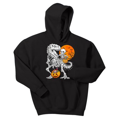 Skeleton Dinosaur T Rex Boys Halloween Mummy Funny Pumpkin Kids Hoodie