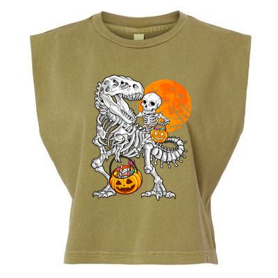 Skeleton Dinosaur T Rex Boys Halloween Mummy Funny Pumpkin Garment-Dyed Women's Muscle Tee