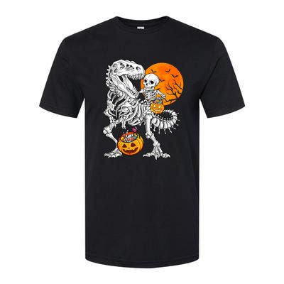 Skeleton Dinosaur T Rex Boys Halloween Mummy Funny Pumpkin Softstyle CVC T-Shirt