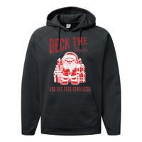 Santa Deck The Halls And Not The Customers Christmas Performance Fleece Hoodie