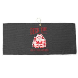 Santa Deck The Halls And Not The Customers Christmas Large Microfiber Waffle Golf Towel