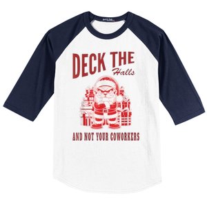 Santa Deck The Halls And Not The Customers Christmas Baseball Sleeve Shirt