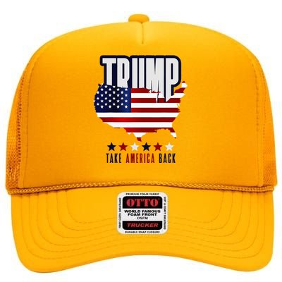 Support Donald Trump 2024 Presidential Election Campaign High Crown Mesh Back Trucker Hat