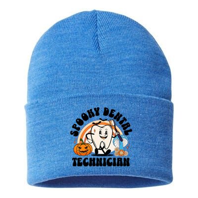 Spooky Dental Technician Retro Halloween Dentist Humor Gift Sustainable Knit Beanie