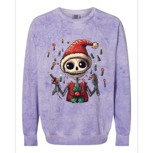 Skeleton Dancing Tree Christmas Cute Xmas Skeleton Dancing Gift Colorblast Crewneck Sweatshirt