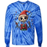 Skeleton Dancing Tree Christmas Cute Xmas Skeleton Dancing Gift Tie-Dye Long Sleeve Shirt