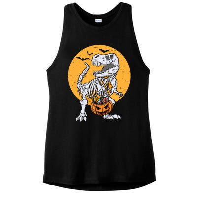 Skeleton Dinosaur T Rex Pumpkin Halloween Costume Gift Ladies PosiCharge Tri-Blend Wicking Tank