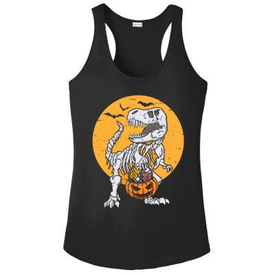 Skeleton Dinosaur T Rex Pumpkin Halloween Costume Gift Ladies PosiCharge Competitor Racerback Tank