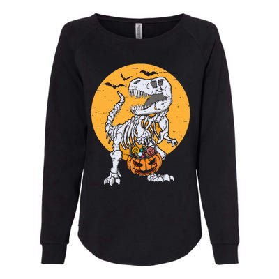 Skeleton Dinosaur T Rex Pumpkin Halloween Costume Gift Womens California Wash Sweatshirt