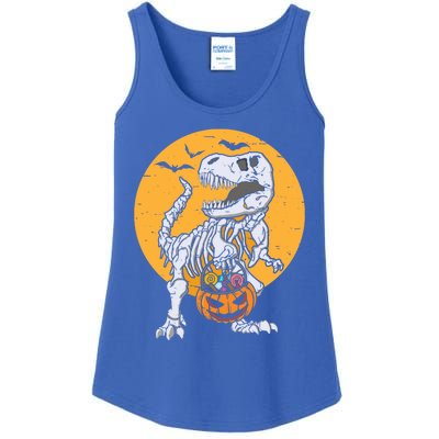 Skeleton Dinosaur T Rex Pumpkin Halloween Costume Gift Ladies Essential Tank