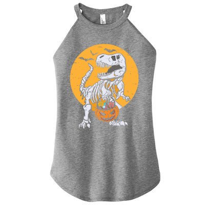 Skeleton Dinosaur T Rex Pumpkin Halloween Costume Gift Women's Perfect Tri Rocker Tank