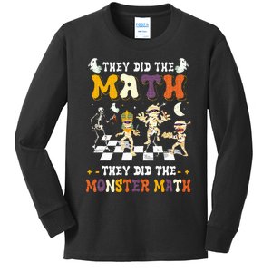 Skeleton Dancing They Did The Math They Did The Monster Math Kids Long Sleeve Shirt