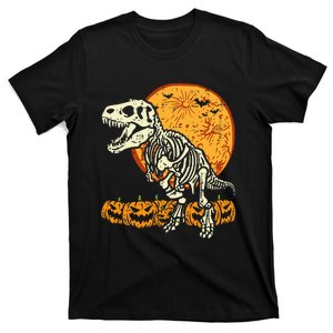 Skeleton Dinosaur Trex Dino Pumpkins Moon T-Shirt