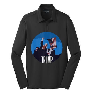 Support Donald Trump 2024 Presidential Election Campaign Silk Touch Performance Long Sleeve Polo