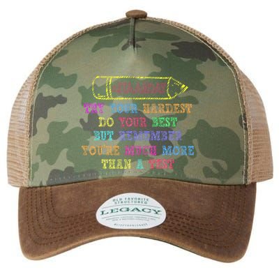 Staar Day Try Your Hardest Do Your Best Teacher Test Day Legacy Tie Dye Trucker Hat