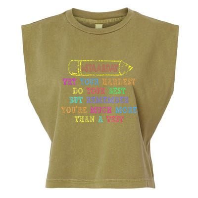 Staar Day Try Your Hardest Do Your Best Teacher Test Day Garment-Dyed Women's Muscle Tee