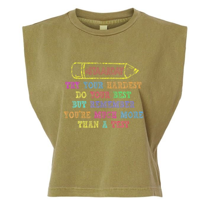 Staar Day Try Your Hardest Do Your Best Teacher Test Day Garment-Dyed Women's Muscle Tee