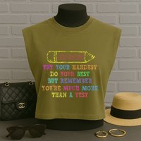 Staar Day Try Your Hardest Do Your Best Teacher Test Day Garment-Dyed Women's Muscle Tee