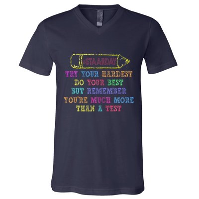 Staar Day Try Your Hardest Do Your Best Teacher Test Day V-Neck T-Shirt