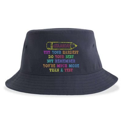 Staar Day Try Your Hardest Do Your Best Teacher Test Day Sustainable Bucket Hat