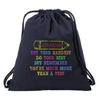 Staar Day Try Your Hardest Do Your Best Teacher Test Day Drawstring Bag