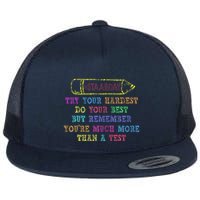 Staar Day Try Your Hardest Do Your Best Teacher Test Day Flat Bill Trucker Hat