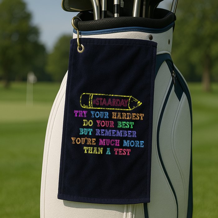 Staar Day Try Your Hardest Do Your Best Teacher Test Day Golf Towel