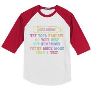 Staar Day Try Your Hardest Do Your Best Teacher Test Day Kids Colorblock Raglan Jersey