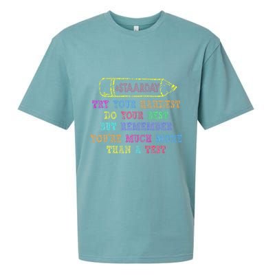 Staar Day Try Your Hardest Do Your Best Teacher Test Day Sueded Cloud Jersey T-Shirt