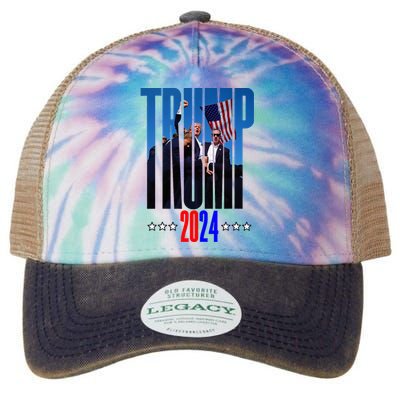 Support Donald Trump 2024 Presidential Election Campaign Legacy Tie Dye Trucker Hat