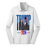 Support Donald Trump 2024 Presidential Election Campaign Silk Touch Performance Long Sleeve Polo