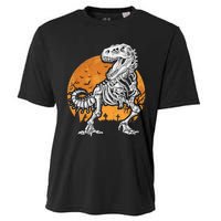 Skeleton Dinosaur T Rex Halloween Gifts Skull Rib Cage Long Sleeve Cooling Performance Crew T-Shirt