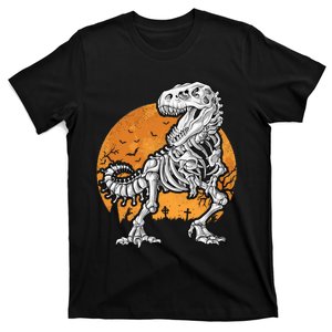 Skeleton Dinosaur T Rex Halloween Gifts Skull Rib Cage Long Sleeve T-Shirt