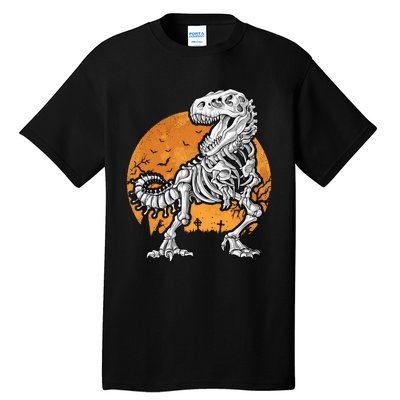 Skeleton Dinosaur T Rex Halloween Gifts Skull Rib Cage Long Sleeve Tall T-Shirt