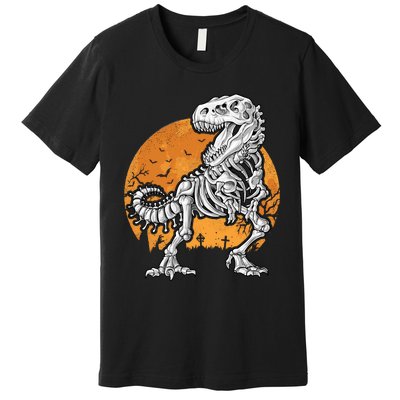 Skeleton Dinosaur T Rex Halloween Gifts Skull Rib Cage Long Sleeve Premium T-Shirt