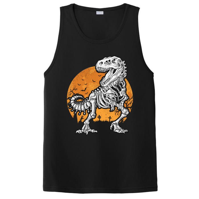 Skeleton Dinosaur T Rex Halloween Gifts Skull Rib Cage Long Sleeve PosiCharge Competitor Tank