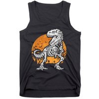 Skeleton Dinosaur T Rex Halloween Gifts Skull Rib Cage Long Sleeve Tank Top