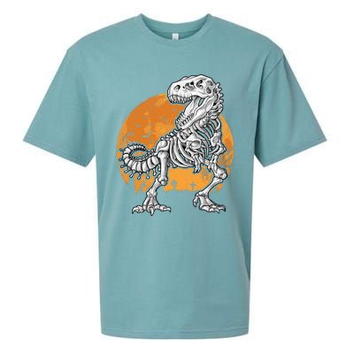 Skeleton Dinosaur T Rex Halloween Gifts Skull Rib Cage Long Sleeve Sueded Cloud Jersey T-Shirt