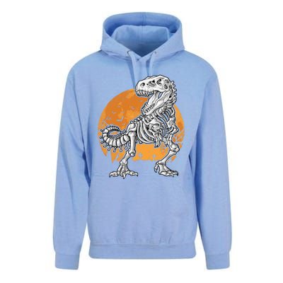 Skeleton Dinosaur T Rex Halloween Gifts Skull Rib Cage Long Sleeve Unisex Surf Hoodie