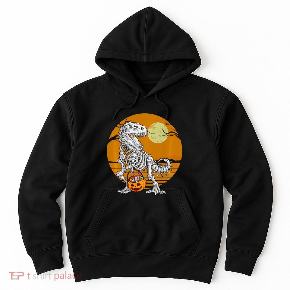 Skeleton Dinosaur T Rex Halloween Moon Gifts Hoodie Hoodie