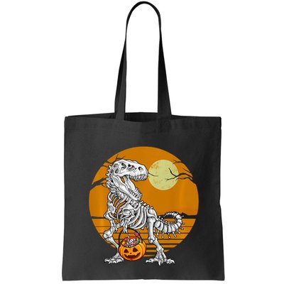 Skeleton Dinosaur T Rex Halloween Moon Gifts Hoodie Bag