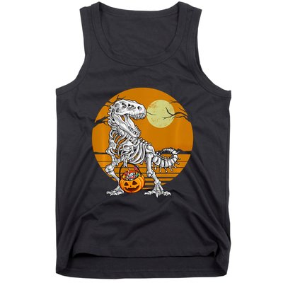 Skeleton Dinosaur T Rex Halloween Moon Gifts Hoodie Tank Top