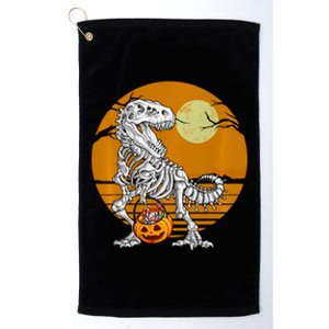 Skeleton Dinosaur T Rex Halloween Moon Gifts Hoodie Platinum Collection Golf Towel