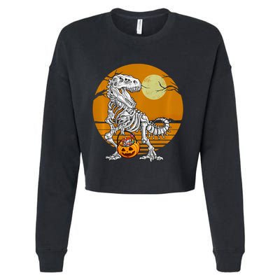 Skeleton Dinosaur T Rex Halloween Moon Gifts Hoodie Cropped Pullover Crew